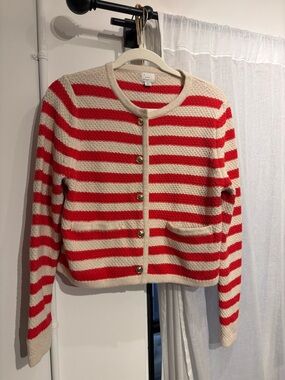 Target Red and Cream Striped Button-Up Cardigan